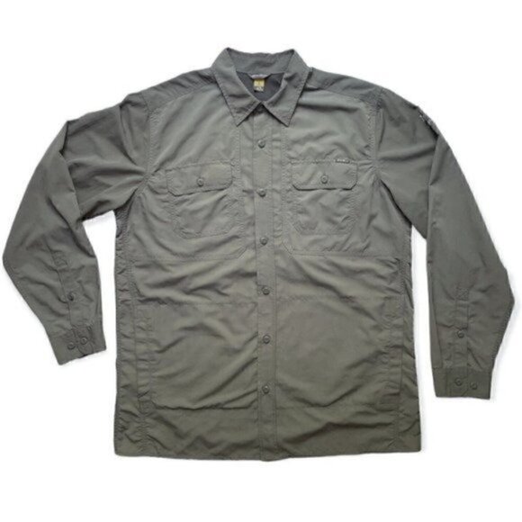 Eddie Bauer Travex Long Sleeve Button Down Olive Green Shirt Men’s TL - Picture 1 of 9